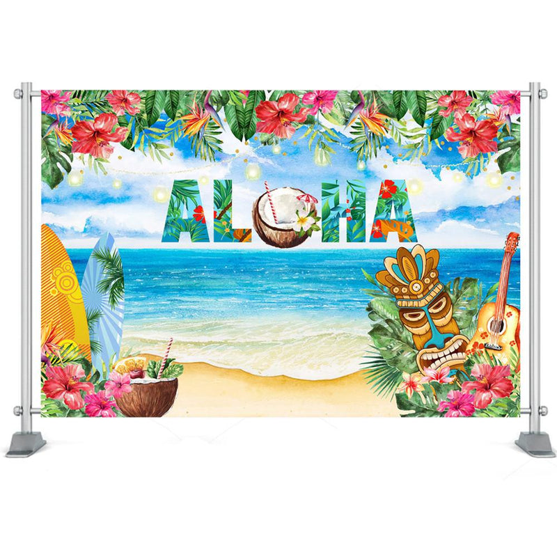 Summer Aloha Luau Backdrop for Event Party Tropical Hawaiian Beach Pho ...