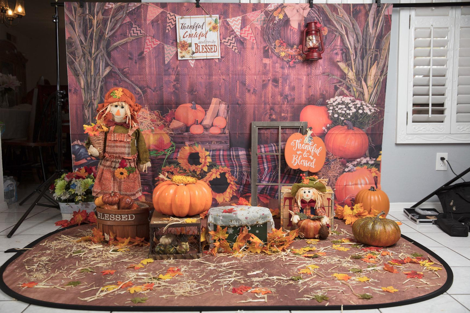 Thanksgiving Photography Backdrop Halloween Rustic Wooden Floor Barn H ...