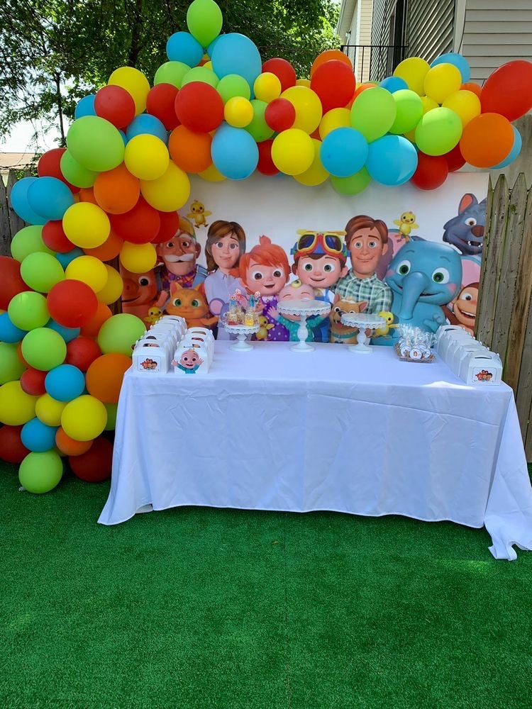 Cocomelon Family Themed Backdrops Children Kids Birthday Party Photo B