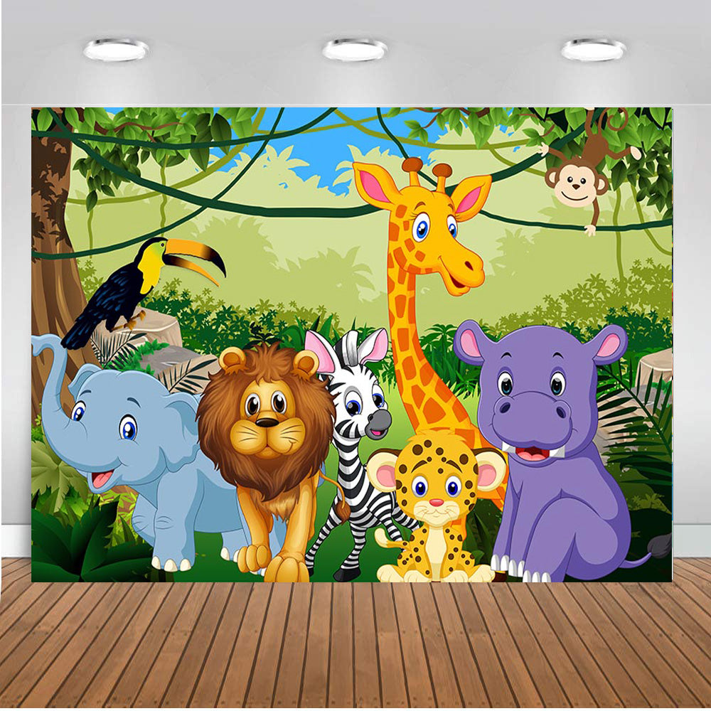 Jungle Safari Animals Zoo Photo Background Dinosaur Party Decoration K –  dreamybackdrop