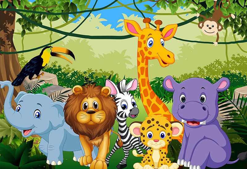Jungle Safari Animals Zoo Photo Background Dinosaur Party Decoration K –  dreamybackdrop