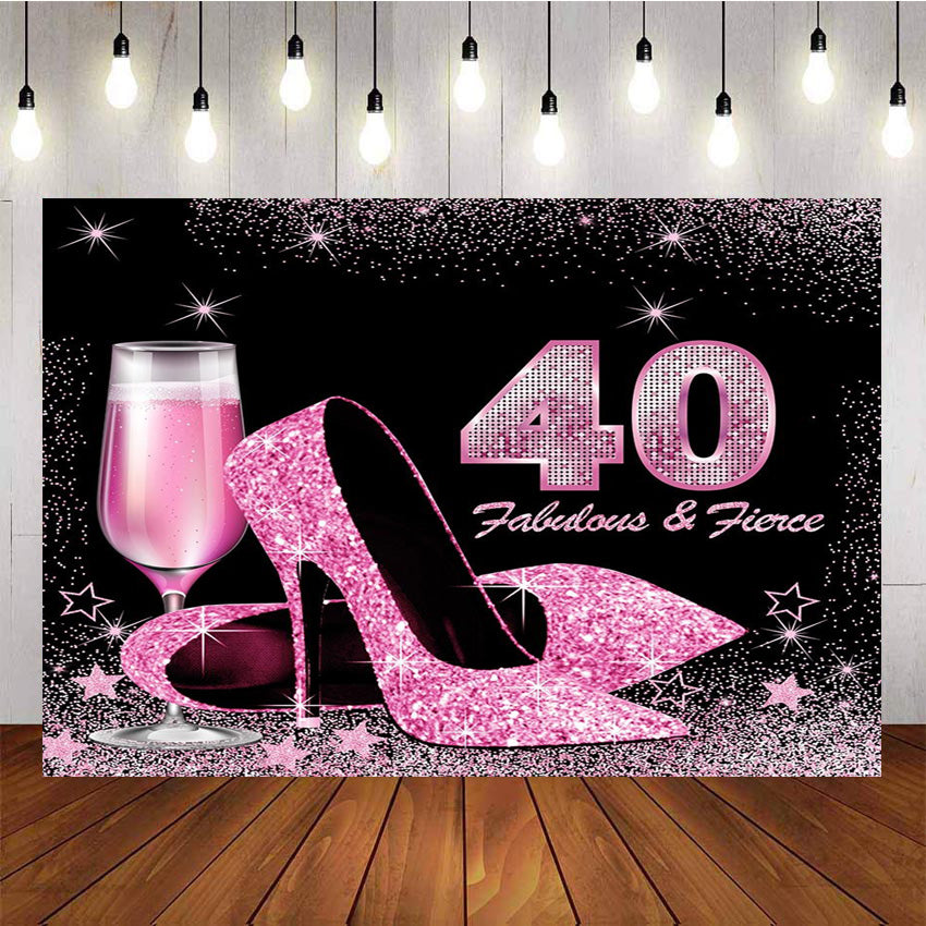 Happy 40th Birthday Party Photography Backdrops High Heels for Women G ...