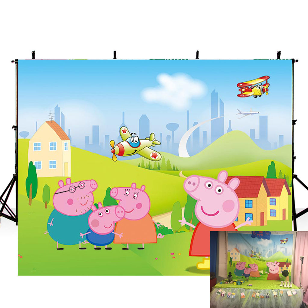 Peppa Pig backdrop-photo backdrops Peppa Pig-backdrop for pictures movie  theme-photo booth props cartoon-photo backdrop happy birthday-Peppa Pig  background – dreamybackdrop