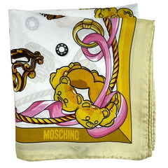 Moschino Silk Scarf White Gold Jewelry Design - Medium Square