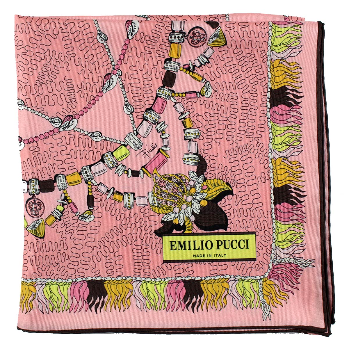 Emilio Pucci Wool Silk Scarf Olive Design - Square Foulard in 2023