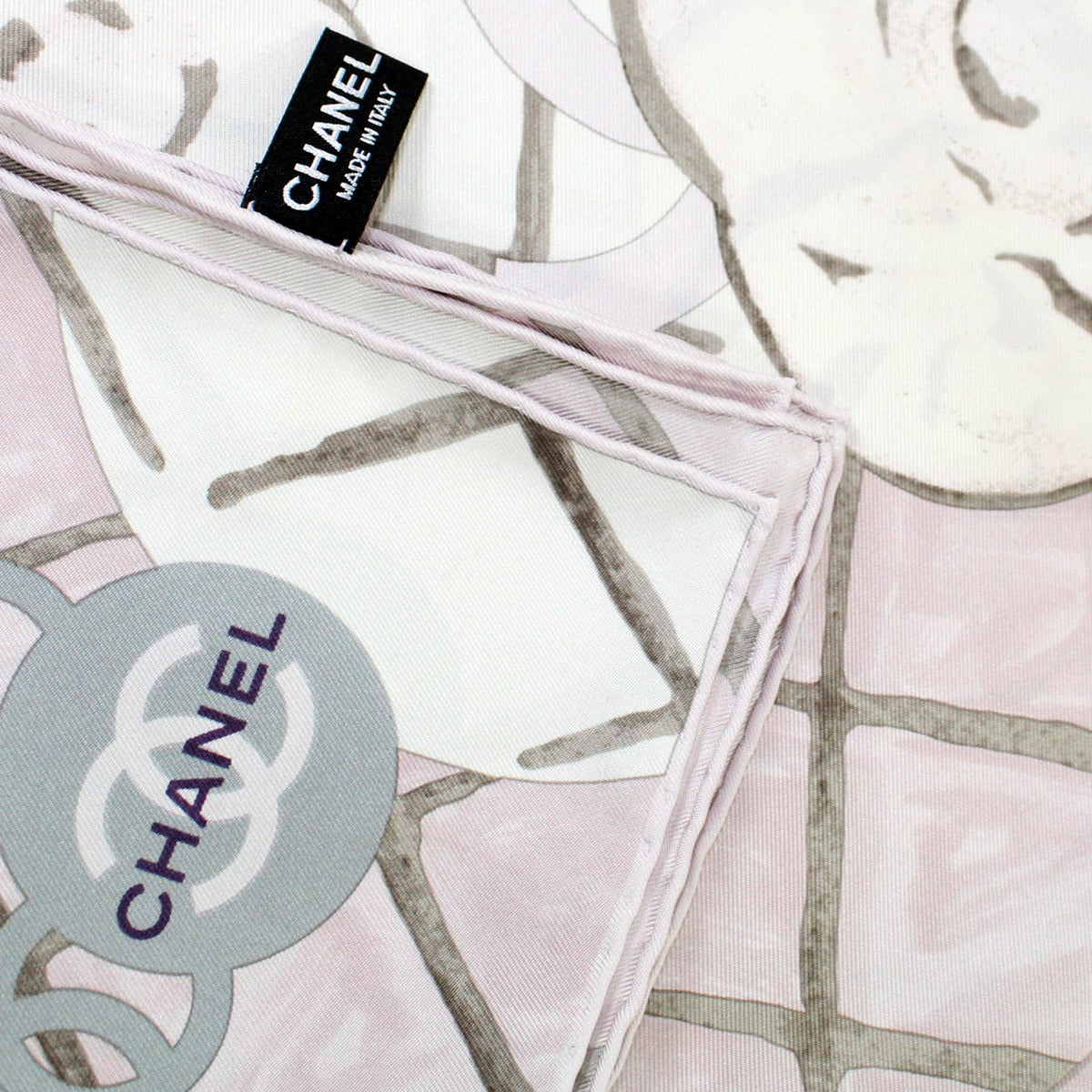 Chanel Scarf Signature Pink Design Large Twill Silk Scarf - Como Milano
