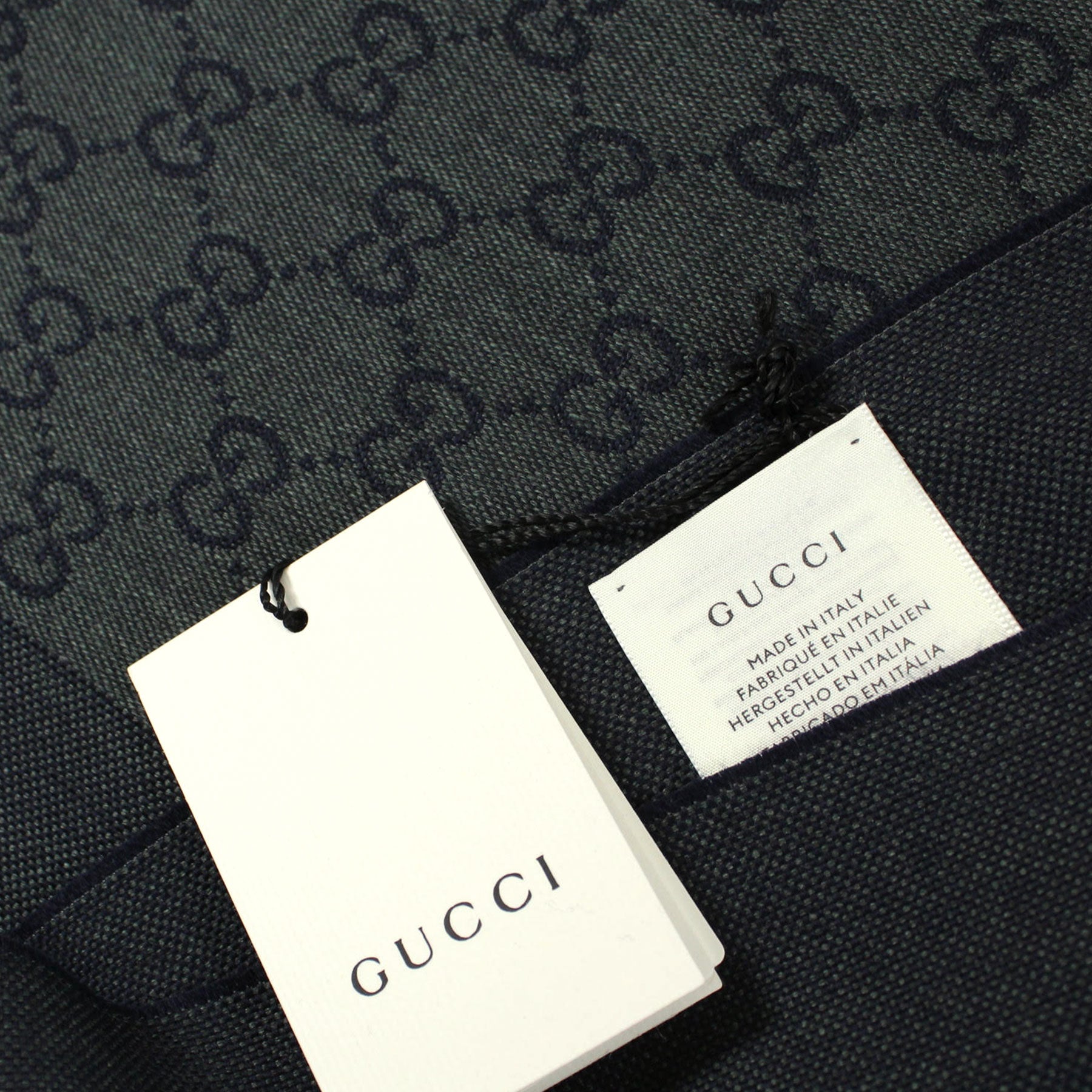 Gucci Scarf Charcoal Gray GG Signature Pattern - Wool Shawl - Como Milano