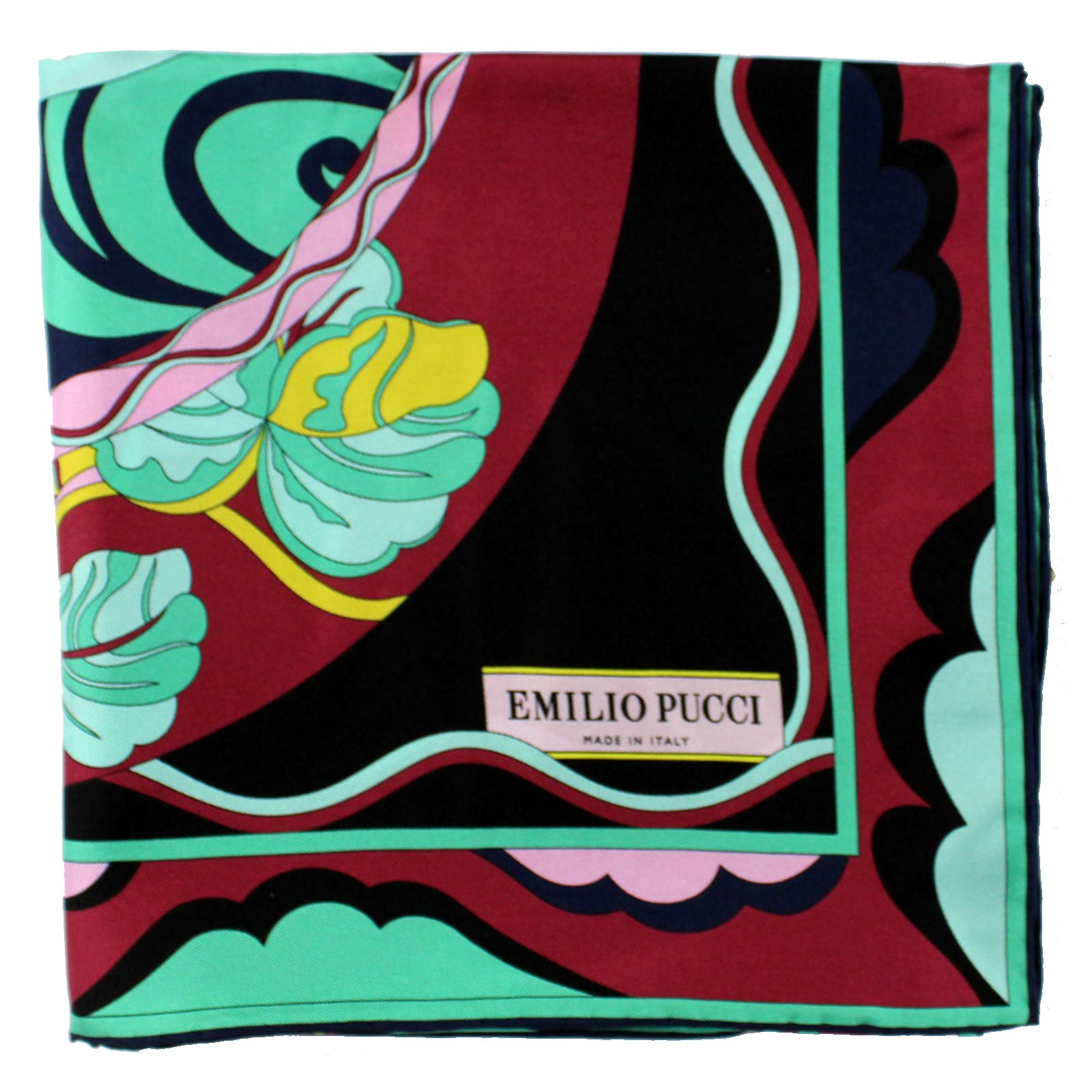 Emilio Pucci Scarf rectangle 238cm 93″ 10cm 4″ silk green pink purple orange