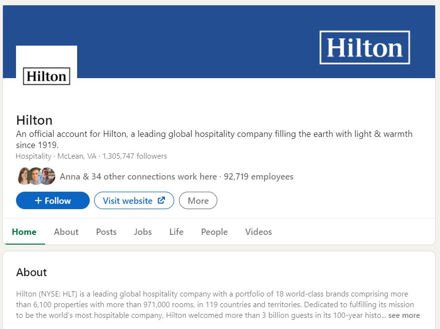 LinkedIn Company Page Example