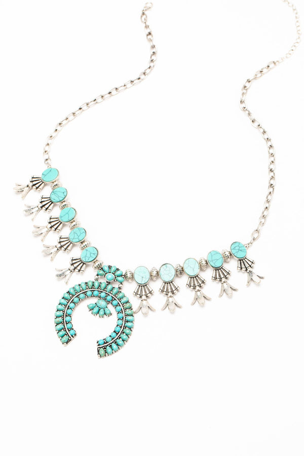 Shyanne Women S Matrix Turquoise Squash Blossom Statement Necklace