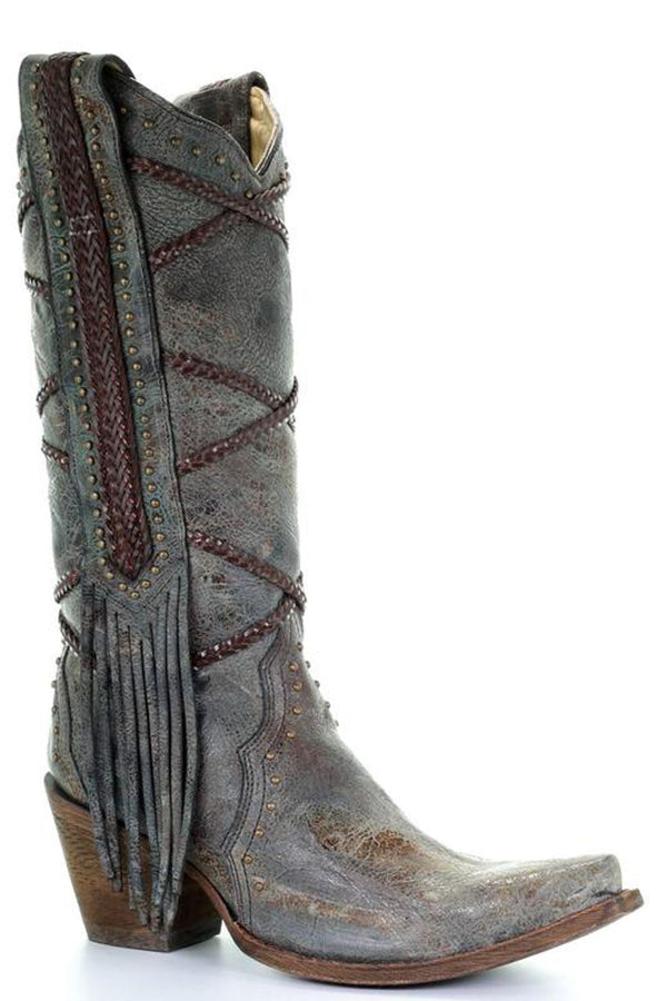 Corral Women S Braided Fringe Cowgirl Boots Snip Toe