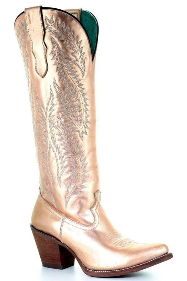 Corral Women S Gold Embroidery Tall Top Cowgirl Boots Pointed