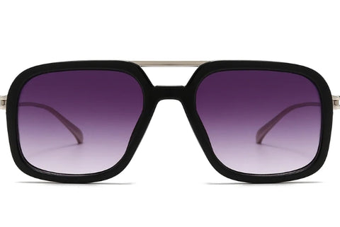 Dollger Black Acetate Aviator Tinted Sunglasses