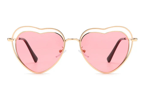 Heart shape pink frame sunglasses