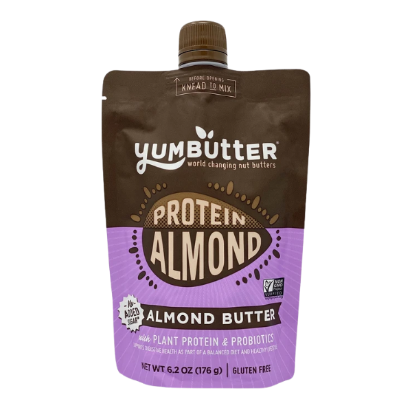 yumbutter Plant Protein Probiotic Almond Butter packaged snack