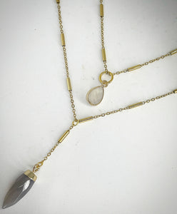 RAW Agate Drop Necklace in Gold - RA013