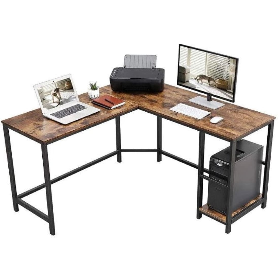januari Transparant vertrouwen Mazazu - bureau - laptop tafel - l-vormig - hout/metaal - – Workliving