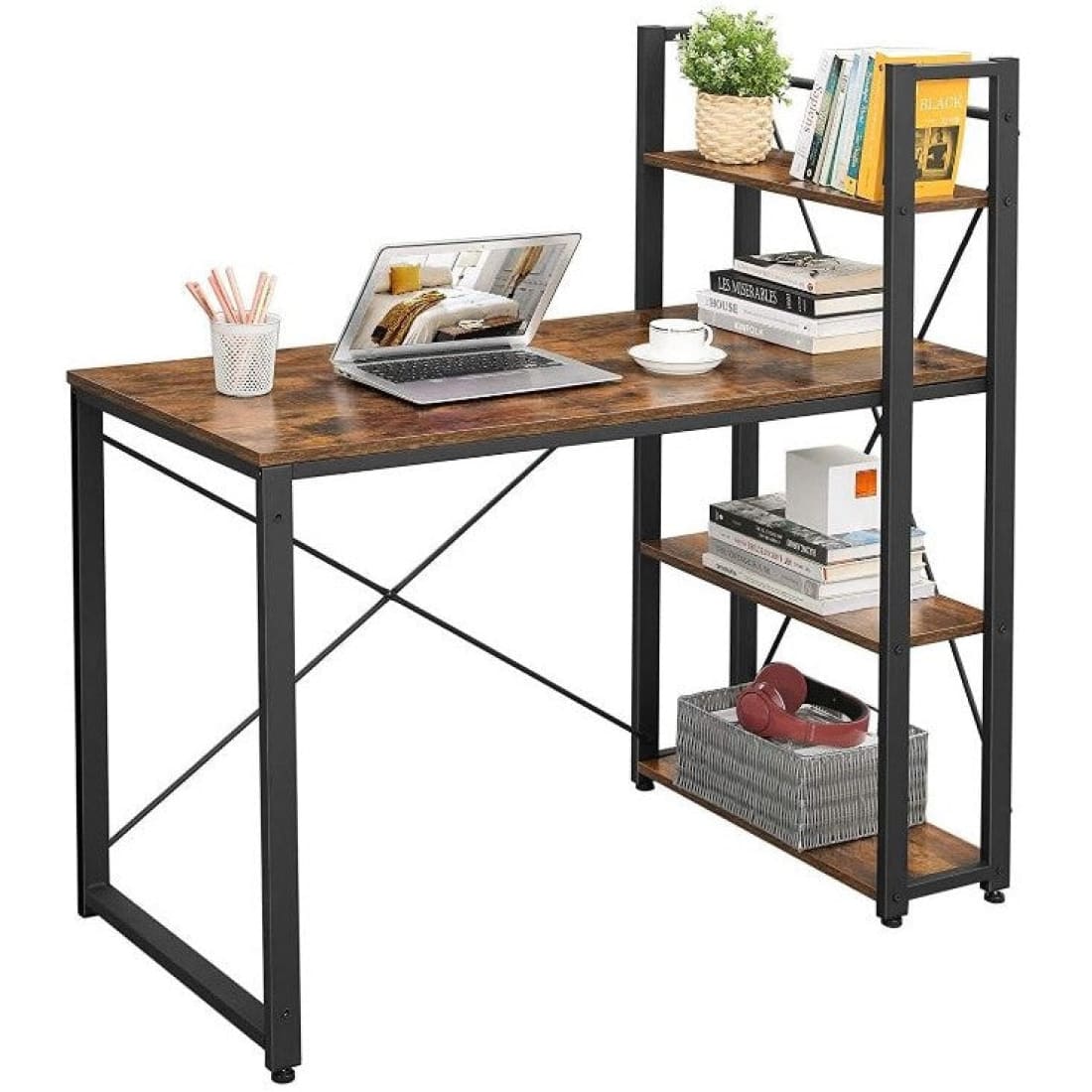 bureau Reisbureau Lui Mazazu - bureau - computertafel met planken - thuiskantoor - – Workliving