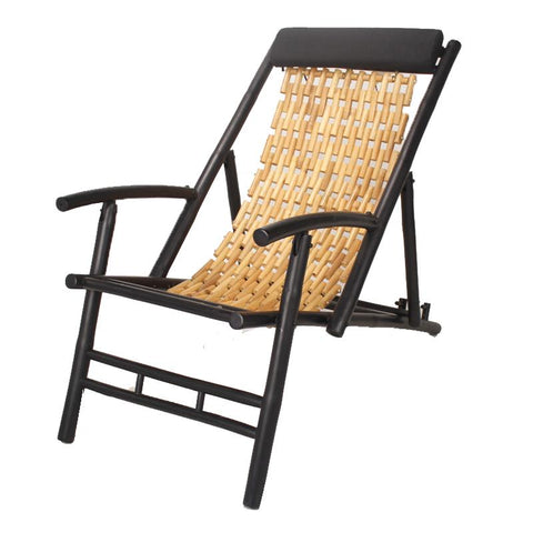 Black and Natural Bamboo Folding Chair