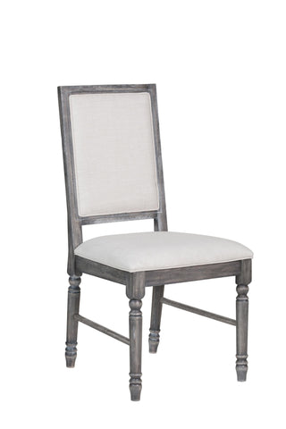 Cream Linen & Weathered Gray Side Chair