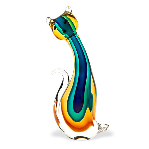 Mouth Blown Multicolor Feline Art Glass