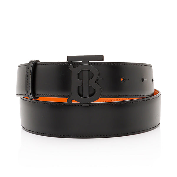 Burberry reversible leather belt 34 black leather TB buckle