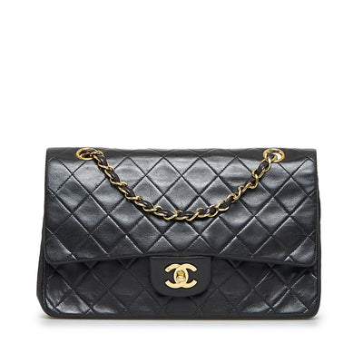 Chanel Coco Mark Lambskin matelasse Black Clutch Bag classic pouch W/box