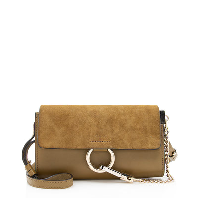 CHLOE Faye Bracelet Crossbody Bag Suede and Leather with Python Mini