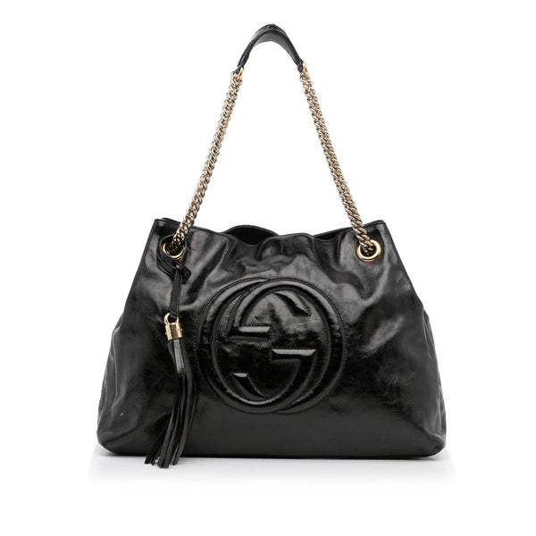 Versace Quilted Patent Leather Shoulder Bag (SHF-18276) – LuxeDH