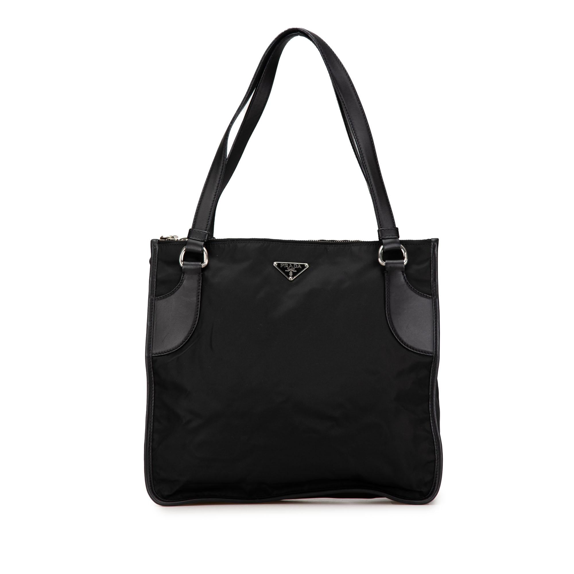 Prada Leather Trimmed Tessuto Tote