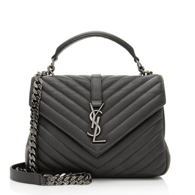 Saint Laurent Calfskin Matelasse Diamond Quilted Monogram Medium College Bag Black