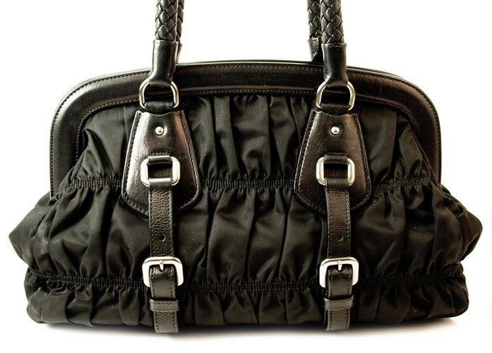 Prada Black Gauffre Leather Handbag (Authentic Pre Owned) – LuxeDH