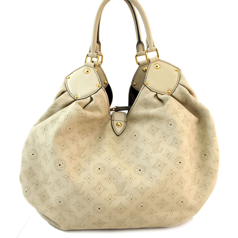 LOUIS VUITTON Mahina MM Shoulder Bag Beige Calfskin Women Japan