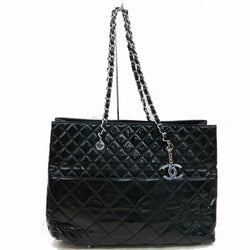 chanel black patent leather tote bag