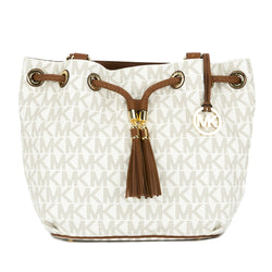 michael kors white and tan bag