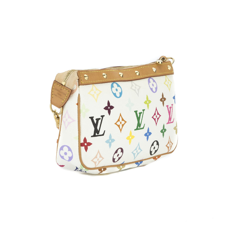 LOUIS VUITTON Monogram Multicolor Pochette Accessories White 38819