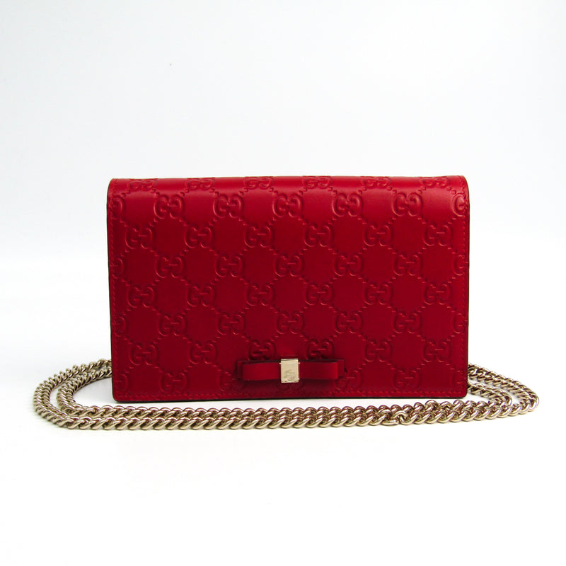 Gucci Red Guccissima Leather Signature Mini Wallet on Chain Bag (SHA-22599) – LuxeDH