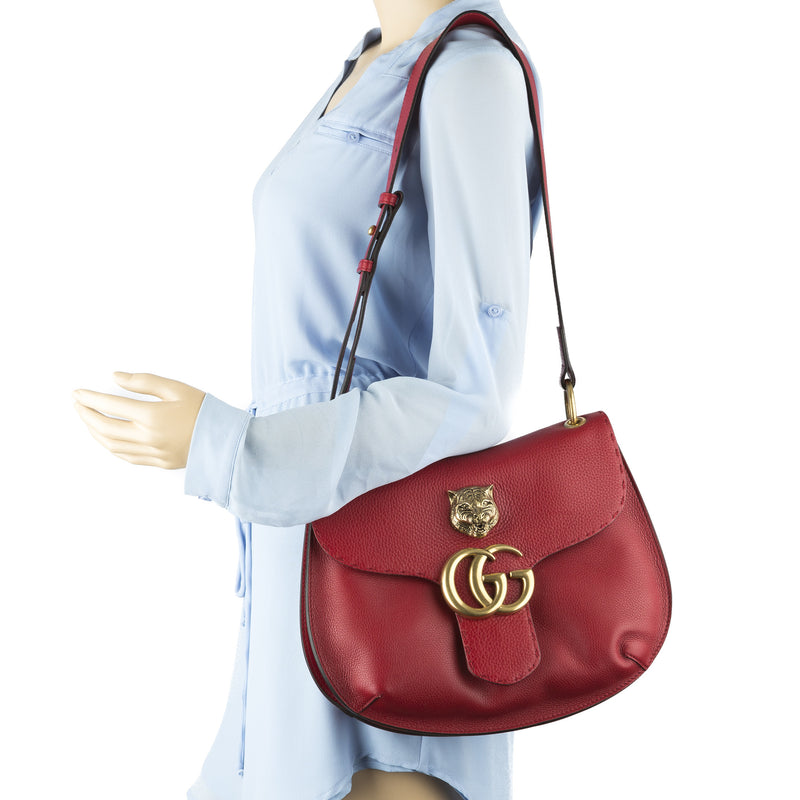 Gucci Red Leather GG Marmont Shoulder Bag (New with Tags) – LuxeDH