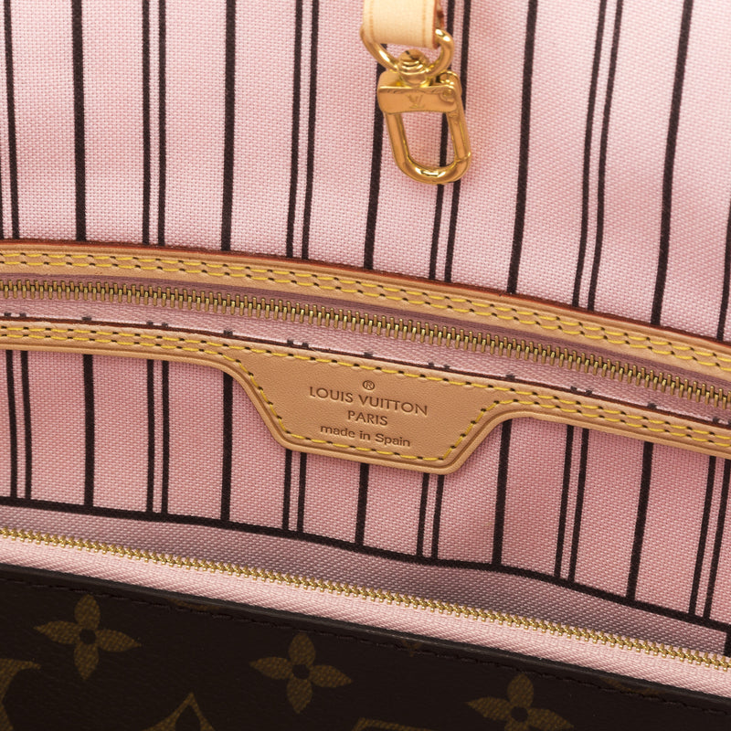 Louis Vuitton Monogram Neverfull MM w/ Rose Ballerine Pink Interior 