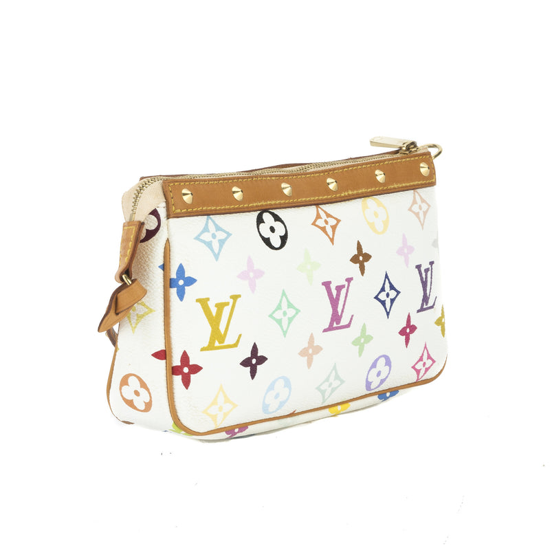 Louis Vuitton White Monogram Multicolor Pochette Accessoires Bag (Auth – LuxeDH