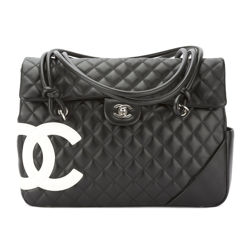 Chanel Black and White Quilted Leather Ligne Cambon Shoulder Bag (Pre – LuxeDH