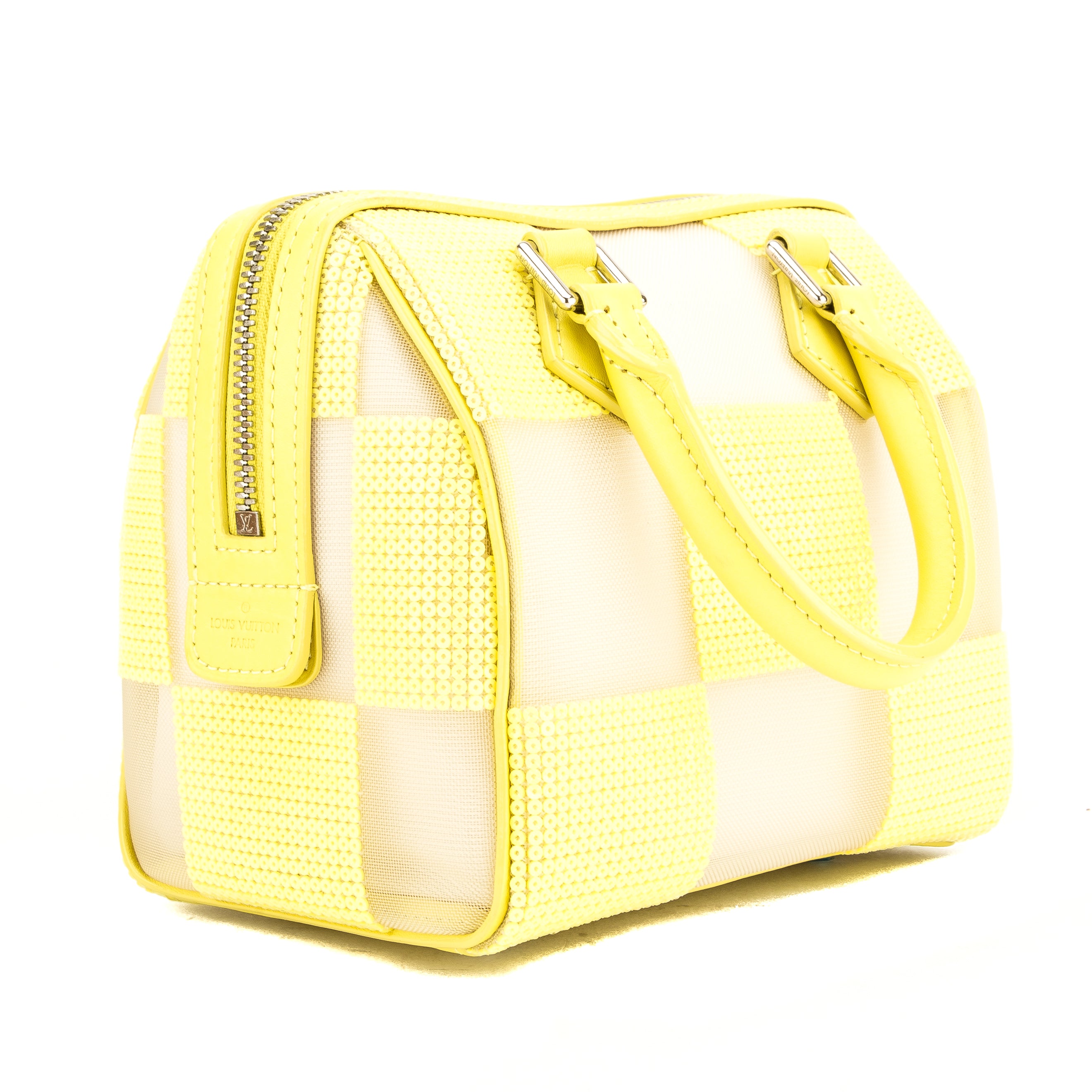 Louis+Vuitton+Speedy+Cube+Shoulder+Bag+Yellow+Leather+Damier+