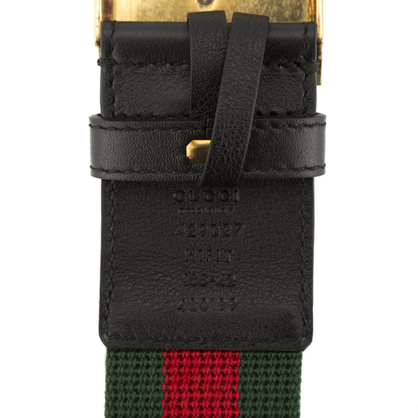 Gucci Green and Red Canvas Web Belt with Bee Buckle (New with Tags) - 3375008 | LuxeDH