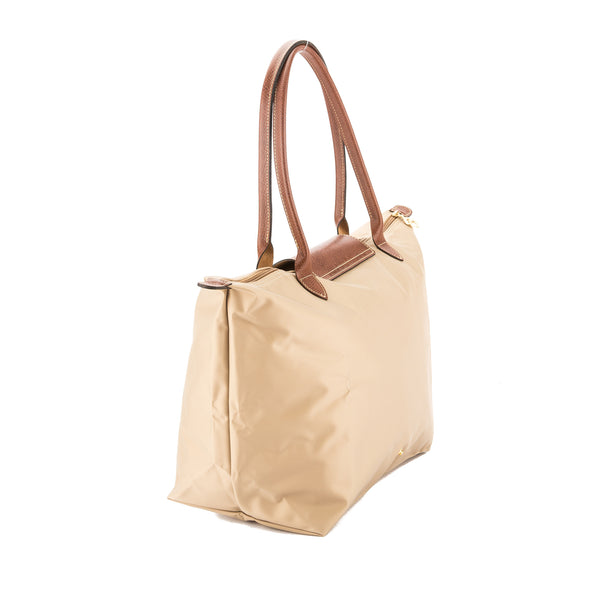 Longchamp Beige Nylon Le Pliage Large Tote Bag New With