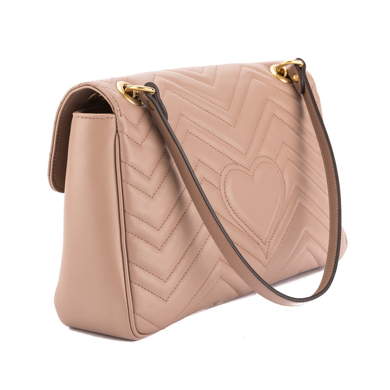 Gucci Nude Leather GG Marmont Matelasse Shoulder Bag (New with Tags) – LuxeDH