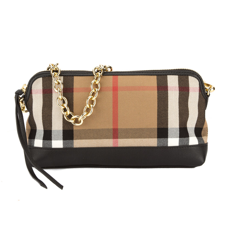 burberry house check and leather clutch bag