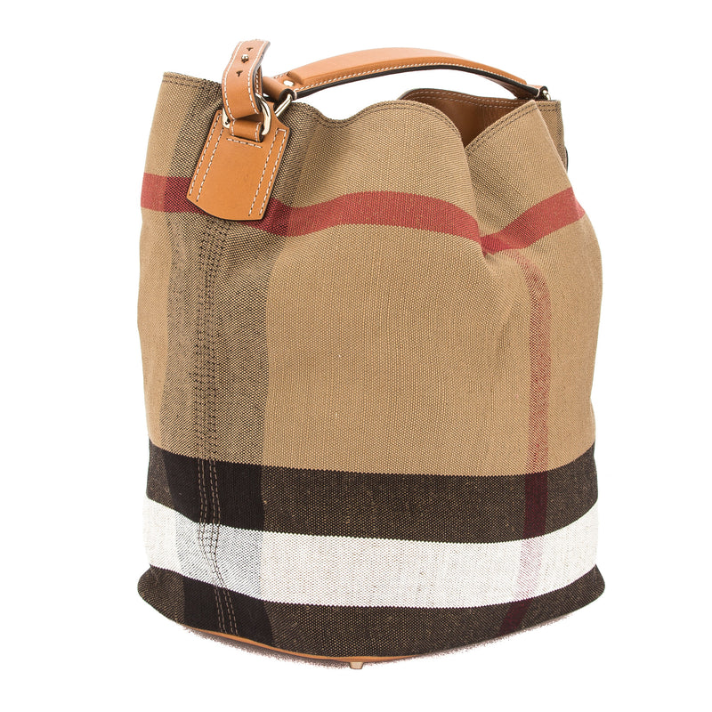 Burberry Tan Leather and Canvas Check Medium Ashby Bag (New with Tags) – LuxeDH