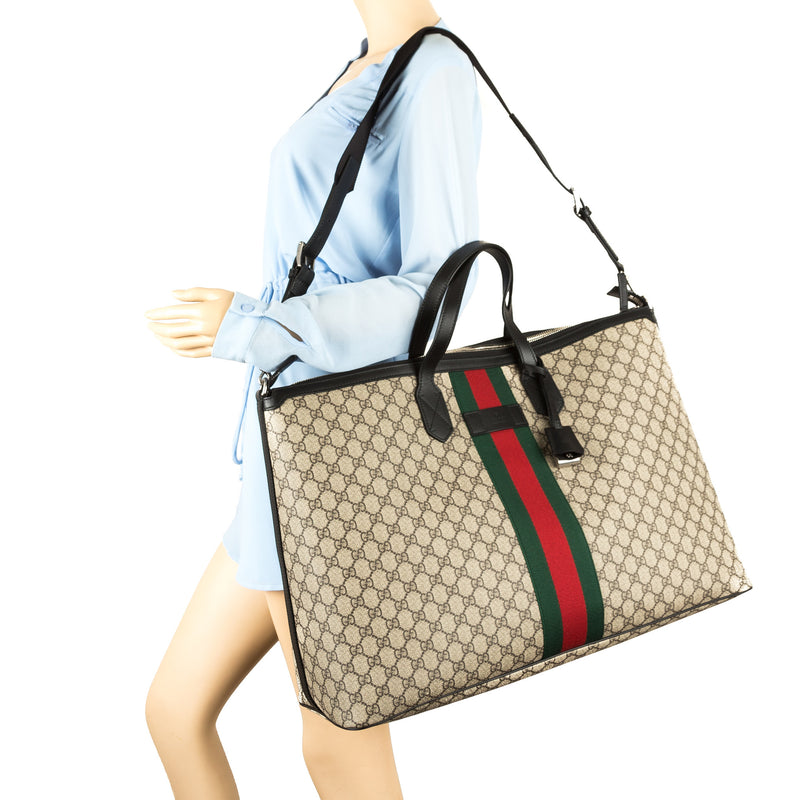 Gucci GG Supreme Canvas Web Duffle Bag (New with Tags) – LuxeDH