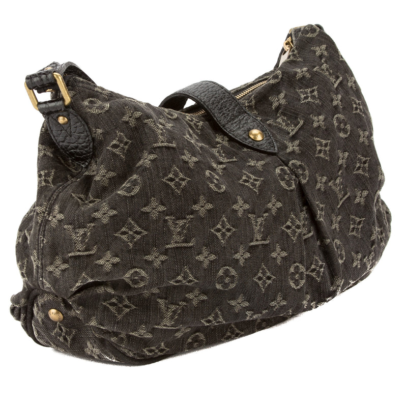 Louis Vuitton XS handbag in grey monogram denim canvas and black grained  leather