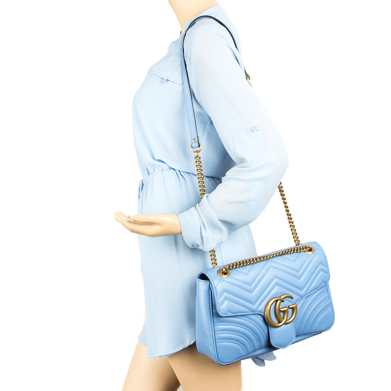 Gucci Light Blue Leather GG Marmont 